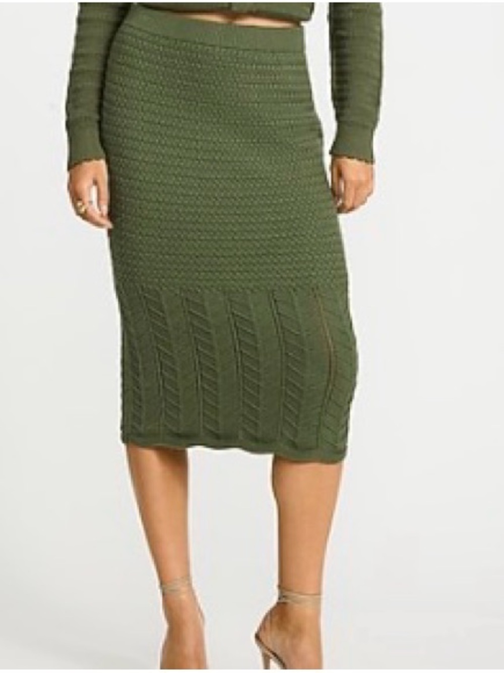 Express Olive Green Knit Pencil Skirt